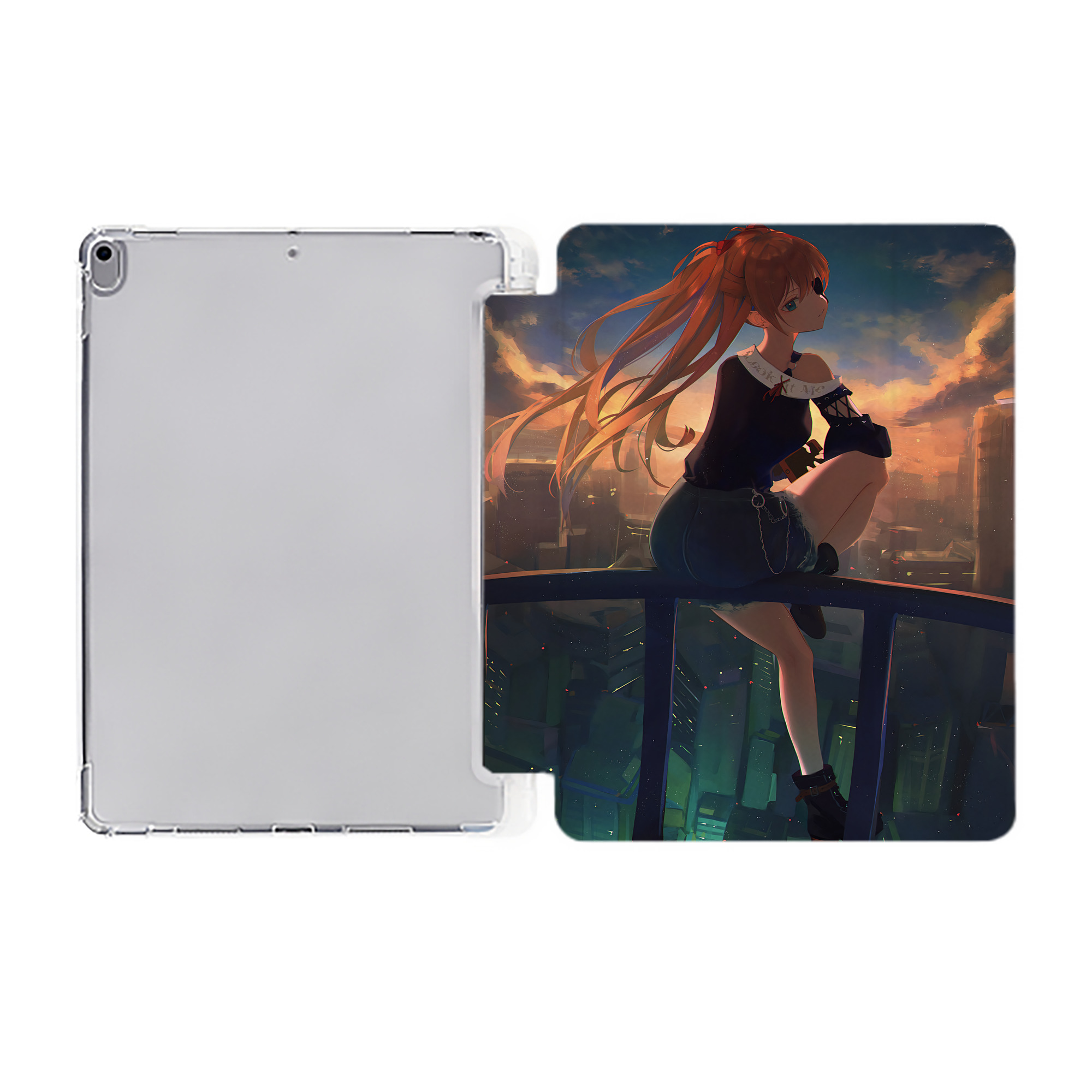 （画像用） EVA 新世紀エヴァンゲリオン IPad ケース ペン収納付き 三つ折りスタンド PUレザー×シリコン 対応機種9.5/10.5/10.9インチ